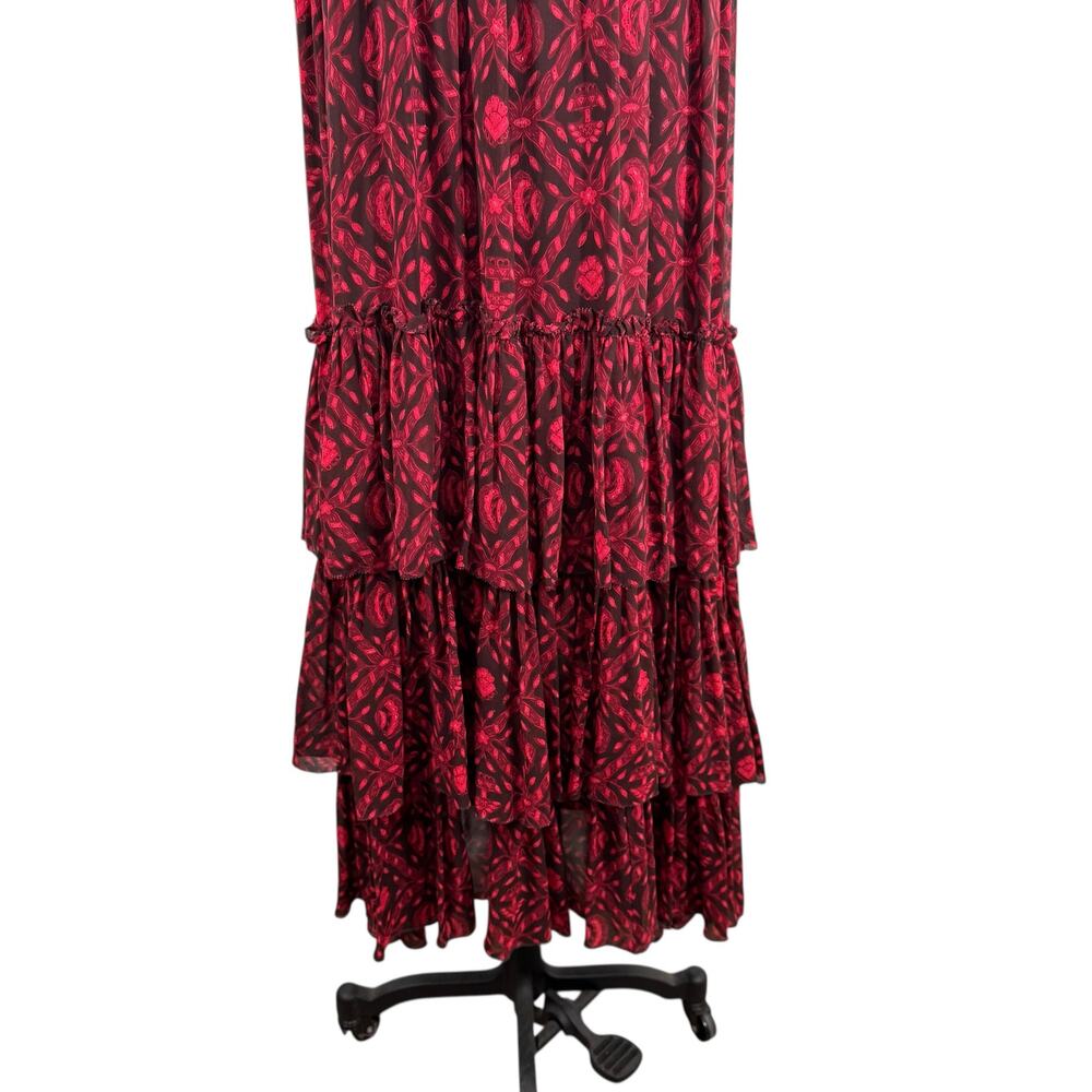 Ulla Johnson Adelina Gown Red Black Silk Maxi Dress Formal Wedding Guest Size 6 - Picture 6 of 16
